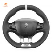 MEWANT Hand Stitch Car Steering Wheel Cover for Peugeot 208 (GTi/GT Line/GT)  / 308 (GT/GTi/GT Line)  / 308 SW (GT/GT Line) / 2008 (GT Line)