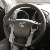 MEWANT Hand Stitch Black Leather Car Steering Wheel Cover for Toyota Land Cruiser Prado Tacoma Tundra Sequoia 