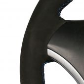 MEWANT Black Genuine Leather Suede With Maker Car Steering Wheel Cover Wrap for BMW 1 Series E81 E82 E87 E88 2004-2013 / 3 Series E90 E91 E92 E93 2005-2013 / X1 E84 2010-2012