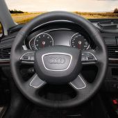 For Audi Q7 2012-2015 Q3 Q5 2013-2016 A4 (B8) 2014 2015 A6 (C7) 2014-2016, Custom Genuine Leather Wrap Steering Wheel Cover