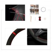 MEWANT Hand Stitch Customize Black Suede Car Steering Wheel Cover for Mercedes Benz G-Class W463 2013-2018 GL-Class X166 2013-2016 M-Class W166 2012-2015