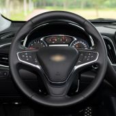 MEWANT Hand Stitch Custom Black Leather Car Steering Wheel Cover Wrap For Chevrolet Malibu XL 2016 2017 Equinox 2017