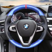 For BMW G30 530i 540i 730Li 740Li 520d 530e 2016 2017 2018 G32 GT 630i 630d 2017 2018,  Carbon fiber leather Sewing Steering Wheel Wrap Cover