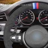 MEWANT High Quality Dark Grey Alcantara Material Car Steering Wheel Covers for BMW M2 F87 M3 F80 M4 F82 F83 M5 F10 M6 F06 F12 F13 X5 M F85 X6 M F86