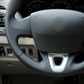 MEWANT Hand Stitch Black Genuine Leather Car Steering Wheel Cover for Renault Scenic 2010-2015 Fluence Fluence ZE 2009-2016 Kangoo 2013 2014 2015 2016