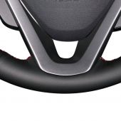 MEWANT Hand Sew Customize Black Real Genuine Leather Car Steering Wheel Wrap Cover for Hyundai Veloster 2011-2017