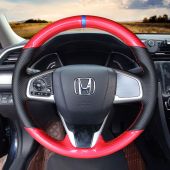 MEWANT Custom Carbon Fiber Leather Car Steering Wheel Cover Wrap for Honda Civic Civic 10 2016- 2019 CRV CR-V 2017-2019 Clarity 2016-2018