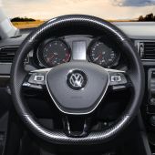 MEWANT Hand Stitch Carbon Fiber Black Genuine Leather Car Steering Wheel Cover for Volkswagen VW Golf 7 Polo Tiguan T-Roc Up! Arteon Caddy Jetta Sharan Touareg  Passat Touran 