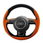 For Audi A1 A3 A5 A7, Custom Genuine leather Suede Hand Sew Wrap Steering Wheel Cover