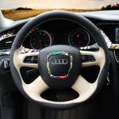 For Audi Old A4 B7 B8 A6 C6 2004-2011 Q5 2008-2012 Q7 2005-2011, Design Leather Suede Steering Wheel Wrap Cover