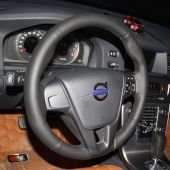 For Volvo S60 V40 V60 V70 2014 XC60, Custom Black Leather Hand Sewing Steering Wheel Wrap Cover