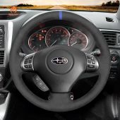 MEWANT Dark Grey Alcantara Car Steering Wheel Cover for Subaru Forester 2008-2012 / Impreza 2008-2011 / Legacy 2008-2010 / Outback 2008-2009 / Impreza WRX (WRX STI) 2008-2014 / Exiga 2009
