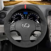 MEWANT Hand Stitch Dark Gray Alcantara Car Steering Wheel Cover for Lexus IS IS250 IS250C IS300 IS300C IS350 IS350C F SPORT 2005-2011