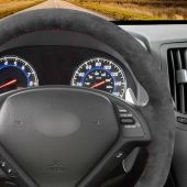 MEWANT Hand Stitch Dark Grey Alcantara Car Steering Wheel Cover for Infiniti G25 G35 G37 2007-2013 EX35 EX37 2008-2013 Q40 Q60 2014 2015 QX50 2014-2018