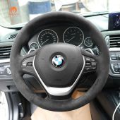YXNVK Car Steering Wheel Cover Black Leather,For BMW M Sport F30 F31 F34 F10 F11 F07 X1 X2 X3 F25 F32 F33 F36 F48 F39