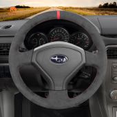 MEWANT DIY Dark Grey Alcantara Car Steering Wheel Cover for Subaru Forester Impreza WRX (WRX STI) Legacy Outback