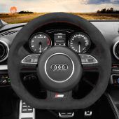 MEWANT Embossing Alcantara Car Steering Wheel Cover for Audi S1 (8X) S3 (8V) Sportback S4 (B8) Avant S5 (8T) S6 (C7) S7 (G8) RS Q3 (8U) SQ5 (8R)