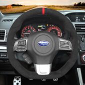 MEWANT  Black Alcantara Dark Grey Alcantara Car Steering Wheel Cover for Subaru WRX (STI) Levorg 2015 2016 2017 2018 2019