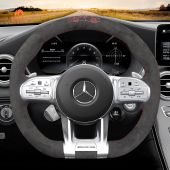 MEWANT Hand Stitch Alcantara Car Steering Wheel Cover for Mercedes Benz AMG A35 W177 GT C190 C 43 W205 C 63 S W205 CLA 35 C118 2019-2021