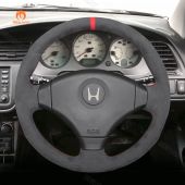 MEWANT Hand Stitch Dark Grey Alcantara Car Steering Wheel Cover for Honda Integra Type R DC2 Civic Type R EK9 Accord Type R