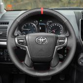 MEWANT DIY Carbon Fiber Leather Car Steering Wheel Cover for Toyota Land Cruiser 2015-2020 / Land Cruiser Prado 2017-2020 / Crown 2012-2018