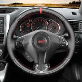 MEWANT Hand Stitch Sewing Carbon Fiber Suede Leather  Car Steering Wheel Cover for Subaru Forester 2008-2012 / Impreza 2008-2011 / Legacy 2008-2010 / Outback 2008-2009 / Impreza WRX (WRX STI) 2008-2014 / Exiga 2009