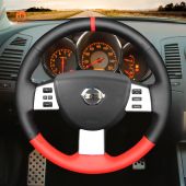 MEWANT Hand Stitch Black Red PU Leather Car Steering Wheel Cover for Nissan Murano 2004-2008 Altima 2005-2006 Maxima 2004-2008 Murano 2003-2007 Quest 2004-2009