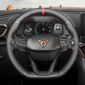 MEWANT Hand Stitch Black  Carbon Fiber Leather Car Steering Wheel Cover for Seat Cupra Leon 2020-2021