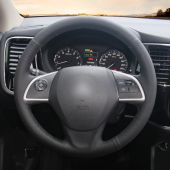 MEWANT Hand Stitch Black Leather Car Steering Wheel Cover for Mitsubishi Outlander Mirage Eclipse ASX