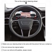 MEWANT Hand-stitched Black Leather Car Steering Wheel Cover Wrap for Audi A6 (C8) Avant Allroad 2018-2019 A7 (K8) 2018-2019 S7 2019