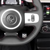 MEWANT Custom Hand-stitched Black Leather Car Steering Wheel Cover Protected for Renault Twingo 3 2014 2015 2016 2017 2018 2019,
