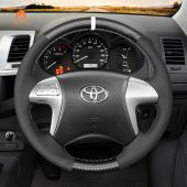 MEWANT Hand Stitch Black Carbon Fiber Suede Car Steering Wheel Cover for Toyota Kluger Aurion Estima Noah Tarago Voxy