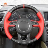 MEWANT Hand Stitch Car Steering Wheel Cover for Audi Q3 (8U) 2011-2018 / Q5 (8R) 2012-2017 / Q7 (4L) 2011-2015 / SQ5 (8R) 2013-2017