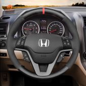 MEWANT Hand Stitch Matte Carbon Fiber Suede Car Steering Wheel Cover for Honda CR-V CRV 2006-2012 / Crossroad 2007