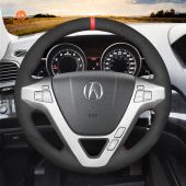 MEWANT Hand Stitch Black Suede Car Steering Wheel Cover for Acura MDX 2007-2013