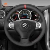 MEWANT Hand Stitch Black Suede Car Steering Wheel Cover for Suzuki Grand Vitara 2006-2014