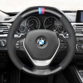MEWANT Carbon Fiber Suede Car Steering Wheel Cover for BMW 1 Series F20 F21 2 Series F22 3 Series F30 4 Series F32