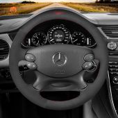 MEWANT Hand Stitch Artificial PU Leather Real Genuine Leather Suede Car Steering Wheel Cover for Mercedes Benz W211CLK-Class C209 CLS-Class C219 G-Class W463 SL-Class R230 