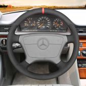 MEWANT Hand Stitch Black Suede Car Steering Wheel Cover for Mercedes Benz C-Class W202 CL-Class C140 E-Class W210 W124 S-Class W140  