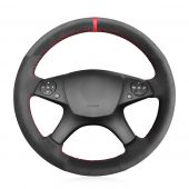 MEWANT Black PU Leather Real Genuine Leather Suede Carbon Fiber Car Steering Wheel Cover for Mercedes Benz W176 W246 W205 C117 C218 X218 W213 X253 C253