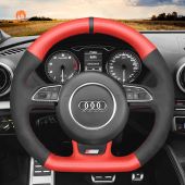 MEWANT Hand Stitch Suede Carbon Fiber Car Steering Wheel Cover for Audi S1 (8X) S3 (8V) Sportback S4 (B8) Avant S5 (8T) S6 (C7) S7 (G8) RS Q3 (8U) SQ5 (8R)