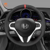 MEWANT Hand Stitch Black Suede Car Steering Wheel Cover for Honda CR-Z CRZ 2011-2016