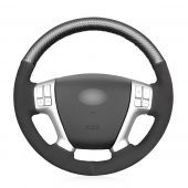 MEWANT Hand Sewing Black Leather Suede Carbon Fiber Car Steering Wheel Cover for Hyundai Veracruz 2007-2012 ix55 2009-2013