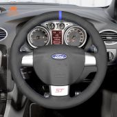 MEWANT Hand-stitched Suede Leather Car Steering Wheel Cover Wrap Protected for ford Focus ST 2005-2012 / Focus RS 2009-2011