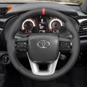 MEWANT Hand Stitch Black Suede Car Steering Wheel Cover for Toyota Hilux 2015-2021 / Fortuner 2015-2021