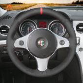 MEWANT Hand Stitch Black Suede Car Steering Wheel Cover for Alfa Romeo 159 2006-2011