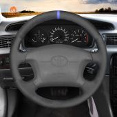 MEWANT Hand Stitch Black Suede Car Steering Wheel Cover for Toyota 4Runner Camry Corolla Sienna Tundra