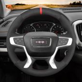 MEWANT Hand Stitch Black Suede Car Steering Wheel Cover for GMC Acadia 2017-2022 / Canyon 2015-2021 / Terrain 2018-2022