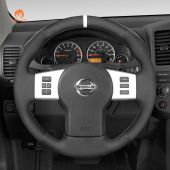 MEWANT Hand Stitch Black Suede Car Steering Wheel Cover for Nissan Frontier 2005-2021 / Pathfinder 2005-2012 / Xterra 2005-2015