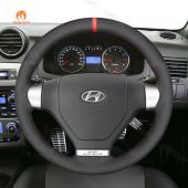 MEWANT Hand Stitch Black Suede Car Steering Wheel Cover for Hyundai Tiburon Coupe S-Coupe